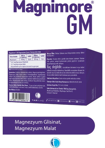 GM Magnezyum 60 Tablet Bisglisinat Malat