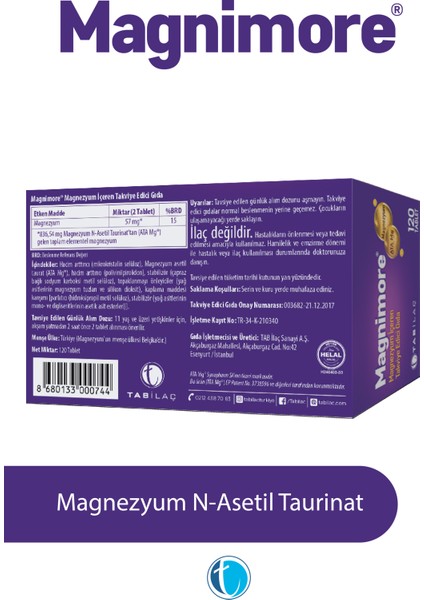Magnezyum 120 Tablet N-Asetil Taurinat
