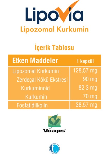 Lipozomal Kurkumin 30 Bitkisel Kapsül