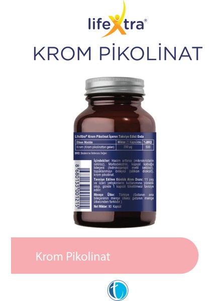 Krom 90 Bitkisel Kapsul Krom Pikolinat