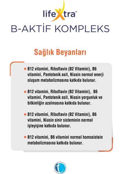 B-Aktif Kompleks 60 Bitkisel Kapsül Metilkobalamin Metilfolat P5P R5P İnositol Biotin