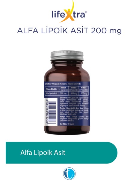 Alfa Lipoik Asit 200 mg 90 Bitkisel Kapsül