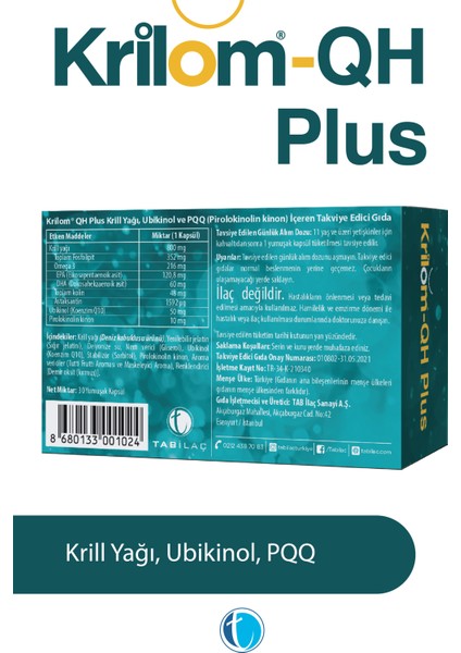 QH Plus 30 Yumuşak Kapsül Ubikinol Krill Yağı Omega 3