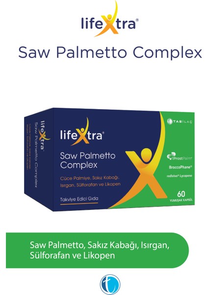 Saw Palmetto Complex 60 Yumuşak Kapsül Cüce Palmiye Sakız Kabağı Isırgan Sülforafan Likopen