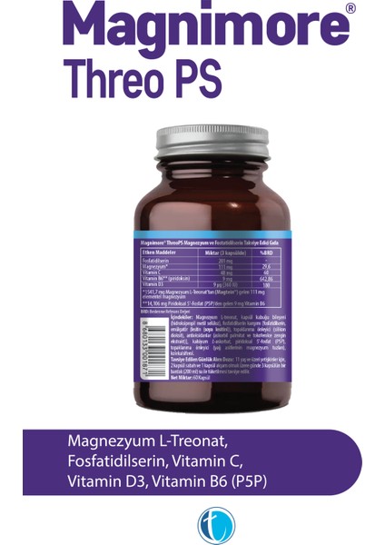 Threo PS Magnezyum 60 Bitkisel Kapsül L-Treonat Fosfatidilserin