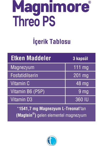 Threo PS Magnezyum 60 Bitkisel Kapsül L-Treonat Fosfatidilserin