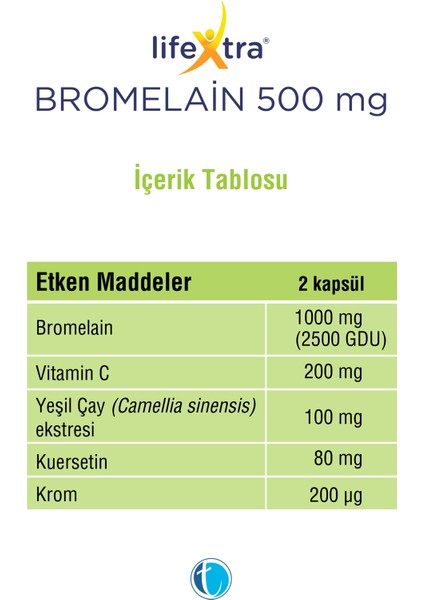 Bromelain Complex 30 Bitkisel Kapsül Krom Pikolinat Yeşil Çay Ekstresi