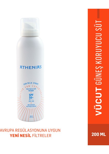 Sun Milk Spray SPF50+ Tüm Cilt Tipleri İçin Uva Uvb Yüksek Korumalı Güneş Kremi 200 ml