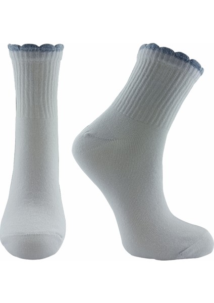 3 Çift Fırfırlı Simli Kolej Çorap Kadın modelleri