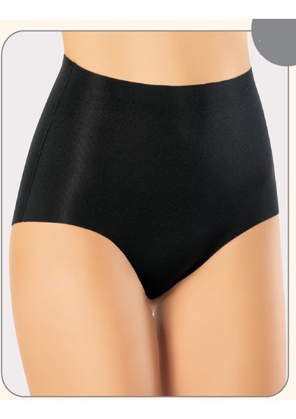 Miss Flex Siyah Lazer Kesim Yüksek Bel Bato Slip 6006