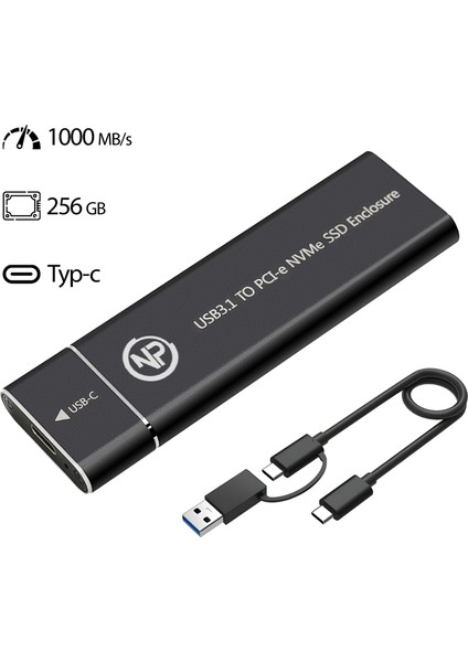 DK02 Nvme M.2 900/1000MB/S 256GB Usb-A/type-C Kablolu Taşınabilir Harici SSD fiyatları