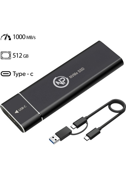 DK02 Nvme M.2 900/1000MB/S 512GB Usb-A/type-C Kablolu Taşınabilir Harici SSD fiyatları