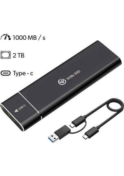 DK02 Nvme M.2 900/1000MB/S 2tb Usb-A/type-C Kablolu Taşınabilir Harici SSD