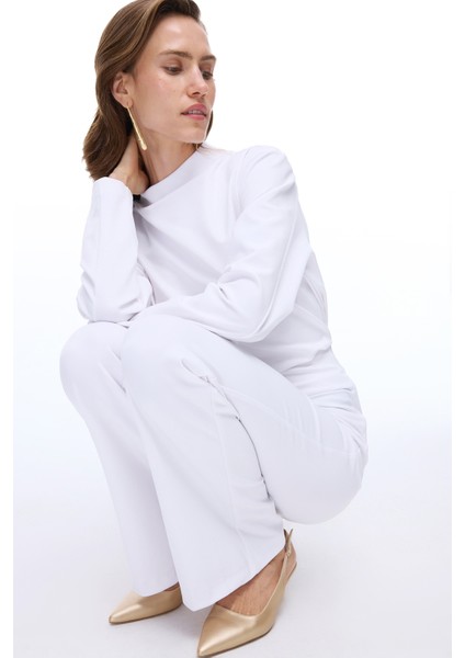 Animas Slim Fit Kısa Boy Düşük Kollu Yarım Dik Yaka Beyaz Bluz indirimleri