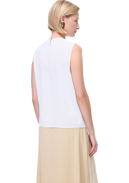 Farewell Regular Fit Standart Boy Sıfır Kol Bisiklet Yaka Ekru Bluz fiyatları