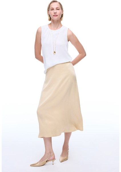 Farewell Regular Fit Standart Boy Sıfır Kol Bisiklet Yaka Ekru Bluz modelleri