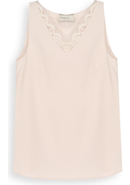 Farewell Regular Fit Standart Boy Sıfır Kol V-Yaka Bej Bluz