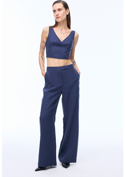 Lacivert Akars Slim Fit V-Yaka Bluz fiyatları