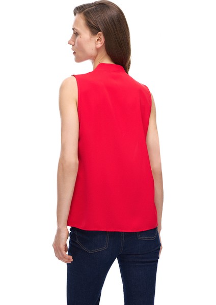 Farewell Regular Fit Sıfır Kol V-Yaka Kırmızı Renk Kadın Bluz fiyatları