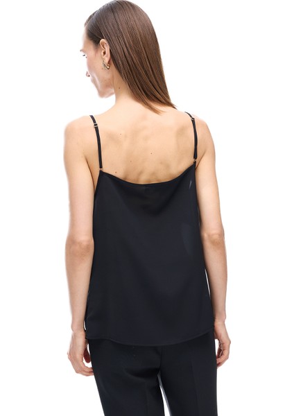 Farewell Regular Fit Standart Boy Askılı V-Yaka Siyah Bluz