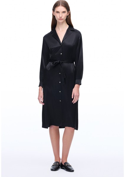 Wonder Midi Boy Takma Kol Siyah Renk Elbise