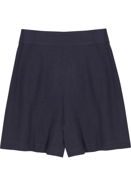 Lacivert Akars Regular Fit Yüksek Bel Kısa Boy Şort