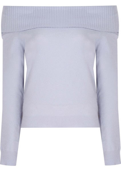 Triko Rahat Kalıp Standart Boy Reglan Kol Kayık Yaka Bebe Mavısı Bluz