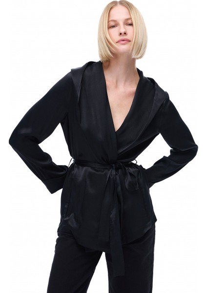 Safira Rahat Kalıp Takma Kol Siyah Renk Kimono fiyatları