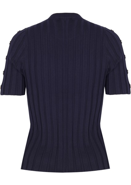 Triko Slim Fit Standart Boy Takma Kol Bisiklet Yaka Lacivert Bluz fiyatları