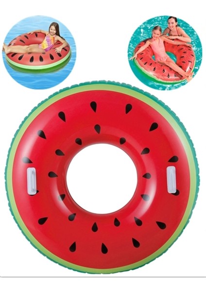 Tutmalı Karpuz Simit Şişme Karpuz Desenli Simit Deniz Simidi Meyve Simit Havuz Karpuz Simit 86 Cm.