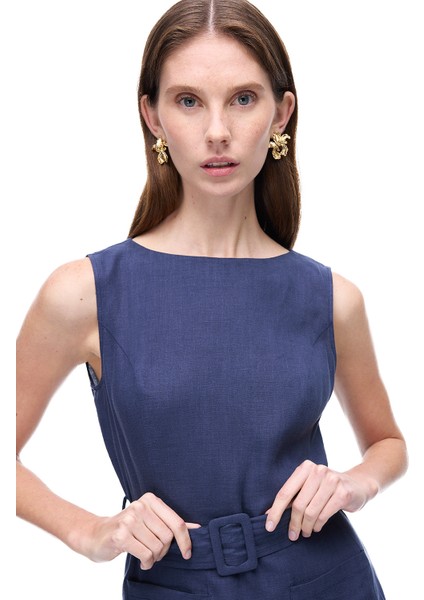 Lacivert Akars Regular Fit Midi Boy Elbise modelleri