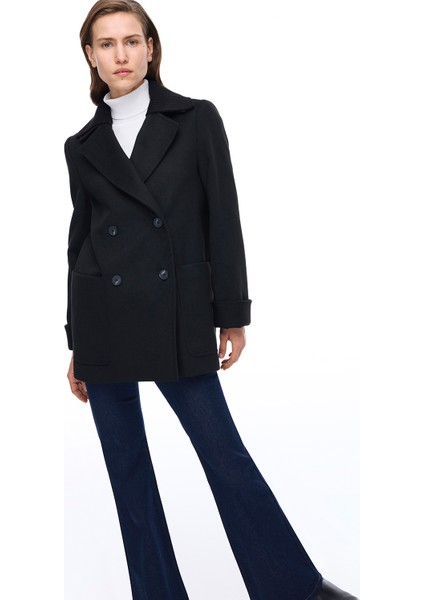 Mona Regular Fit Kısa Boy Takma Kol Erkek Yaka Siyah Renk Kadın Kaban fiyatları