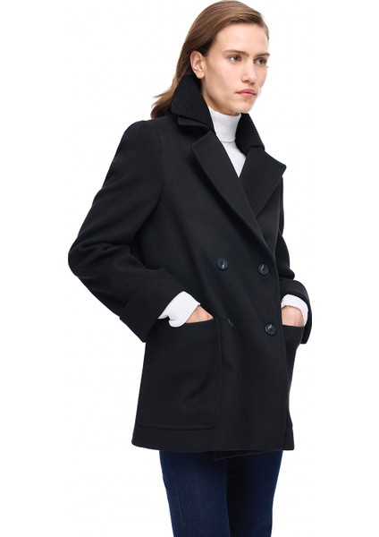 Mona Regular Fit Kısa Boy Takma Kol Erkek Yaka Siyah Renk Kadın Kaban modelleri