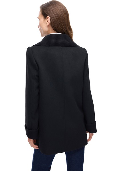 Mona Regular Fit Kısa Boy Takma Kol Erkek Yaka Siyah Renk Kadın Kaban fırsatları