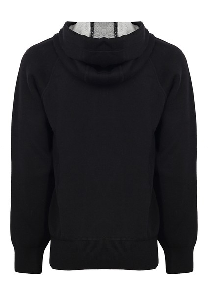 Triko Regular Fit Standart Boy Reglan Kol Kapüşonlu Siyah Kazak fiyatları