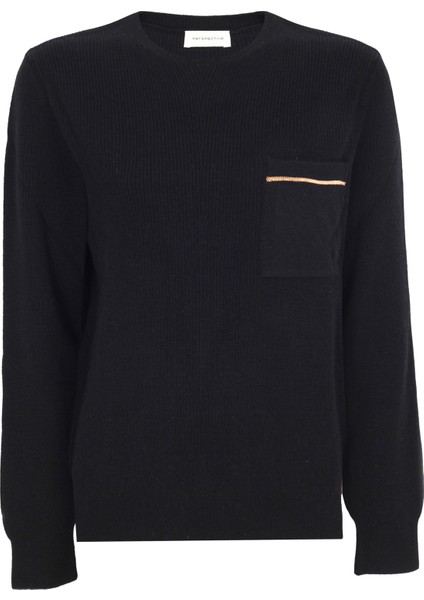 Triko Regular Fit Standart Boy Takma Kol Bisiklet Yaka Siyah Kazak