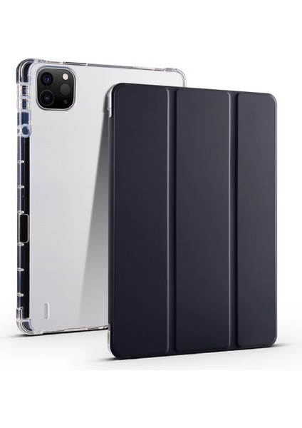 iPad Pro 13 2024 Siyah Için 3 Katlı Akıllı Deri Tablet Kılıfı (Yurt Dışından)