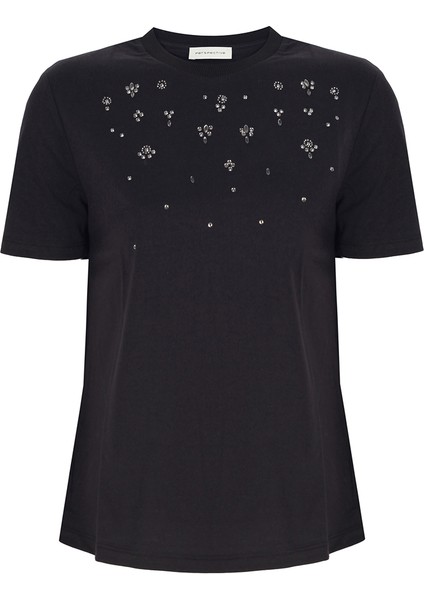 Sunrise Regular Fit Kısa Kol Bisiklet Yaka Siyah Renk Kadın Tişört