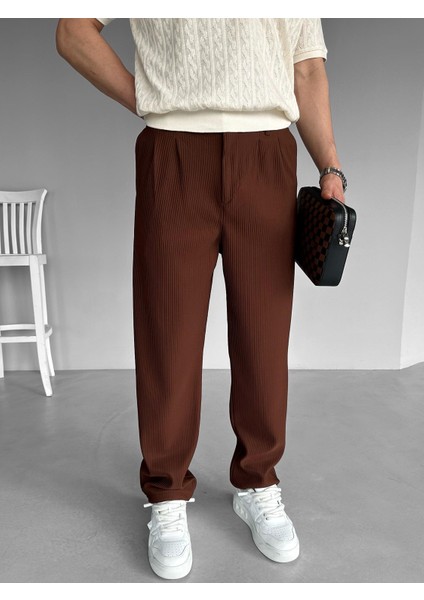 Erkek Baggy Fitilli Pantolon Kahverengi