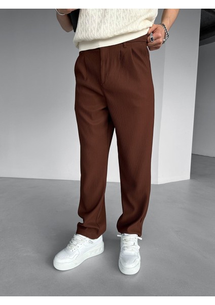 Erkek Baggy Fitilli Pantolon Kahverengi modelleri