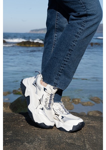 Kadın Sneaker Kalın Taban Bağcıklı Çok Parçalı Spor Ayakkabı Mizon Lacivert fırsatları