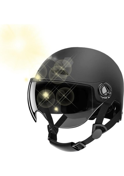 Motosiklet Kaskı Klasik Retro Scooter Yarım Kask - Siyah (Yurt Dışından)