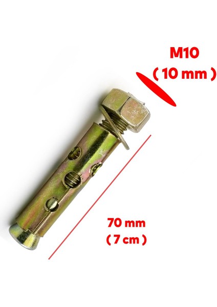 Saplamalı Gömlek Çelik Dübel M10X70 mm Raf Montaj Bağlantı Zemin Monte Tavan Asma Aparat 8 Adet fiyatları