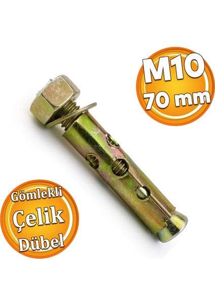 Saplamalı Gömlek Çelik Dübel M10X70 mm Raf Montaj Bağlantı Zemin Monte Tavan Asma Aparat 8 Adet modelleri