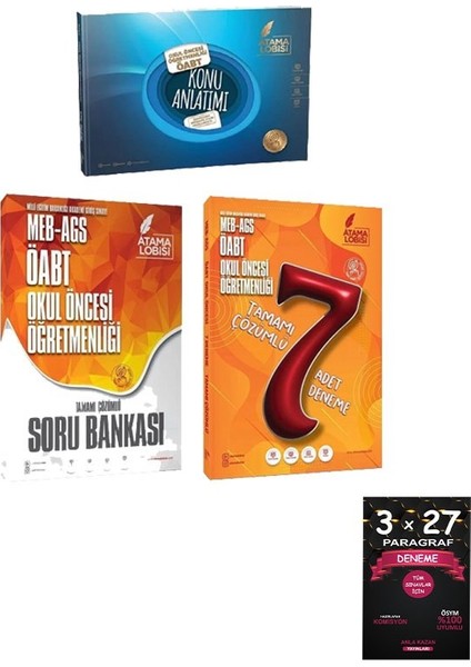 Öabt Meb-Ags Okul Öncesi Öğretmenliği Konu + Soru Bankası + 7 Deneme 3 Lü Set
