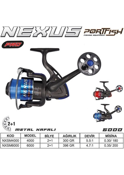 Portfish Nexus Pro 6000 Olta Makinası 2+1bb Metal Kafa