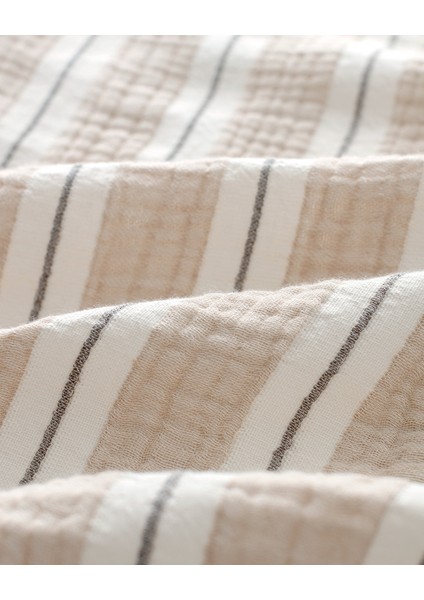 Cherina Müslin Çift Kişilik %100 Pamuk Lastikli Pike Takımı - Ekru/Bej indirimleri