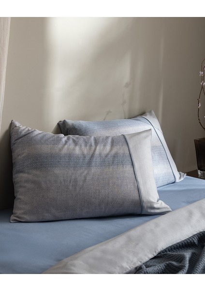 Candide King Size %100 Pamuk Madame Coco Crep Baskılı Nevresim Takımı - Mavi
