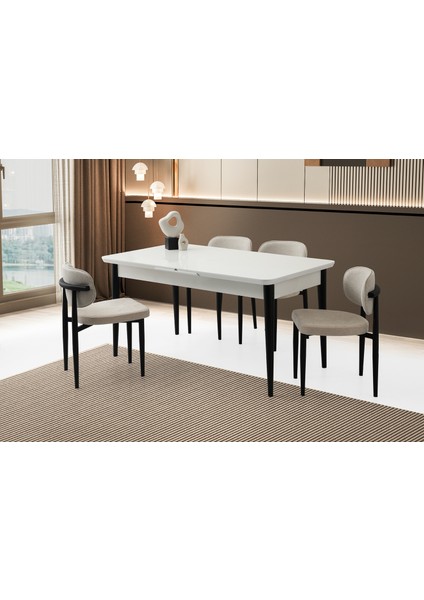 Rüzgar Hg Masa, Perla Sandalye, Kar Beyaz, 160 x 90