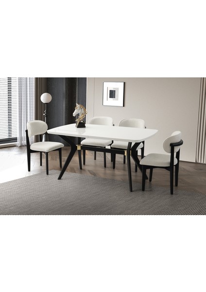 Zümrüt Masa, Siona Sandalye, Beyaz Hg, 160 x 90